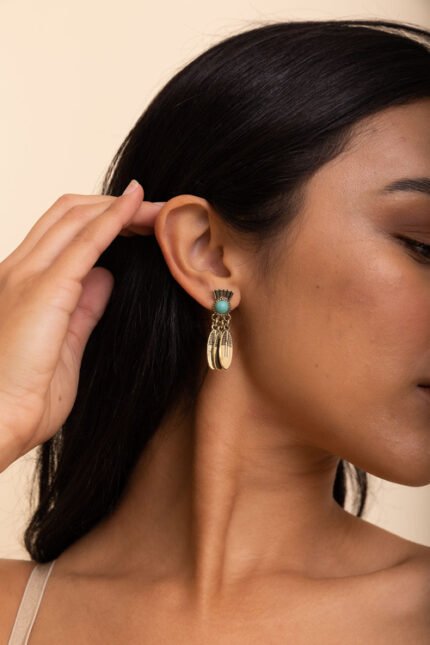 Aeneus Antique Turquoise Stone Earrings