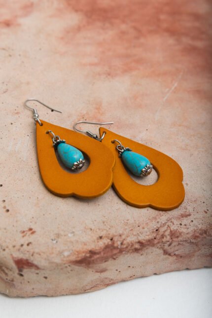 Solavita Leather Earrings with Turquoise Stone