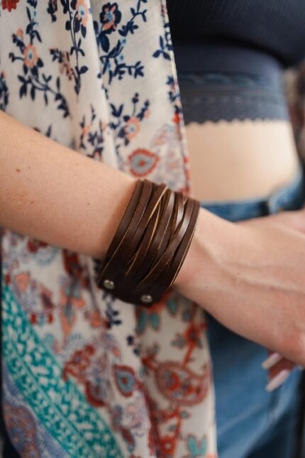 Fuscus Braided Leather Cuff Bracelet with Adjustable Clasp