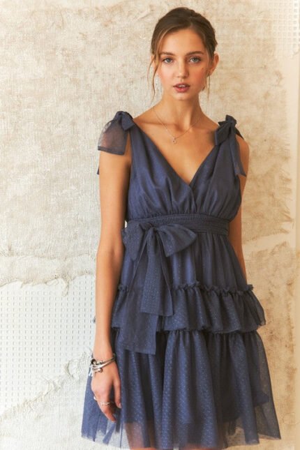 Arya Polka Dot Mesh Dress