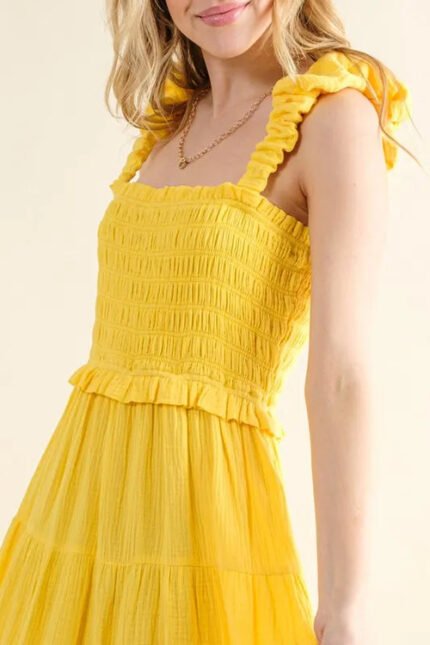 Arya Ruched Shoulder Midi Dress