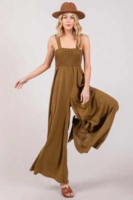 Arya Smocked Flowy Wide Leg Jumpsuit