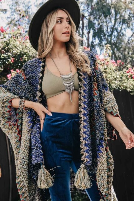 Hazan Cobalt Crochet Ruana