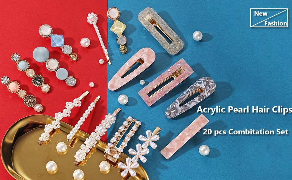 acrylic pearl hair clips