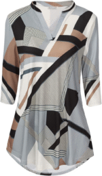 Boho Floral 3/4 Sleeve Notch V-Neck Top - Image 2