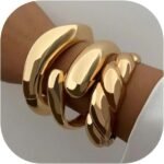 Chunky 14K Gold-Plated Stackable Bangles Set - Image 11