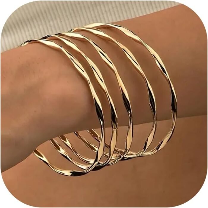 16Pcs Gold Bangle Bracelets for Women - Multi Layer Stackable Textured Bracelets Boho Jewelrys Set - Image 19