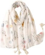 Boho Floral Lightweight Fringed Scarf - Image 11