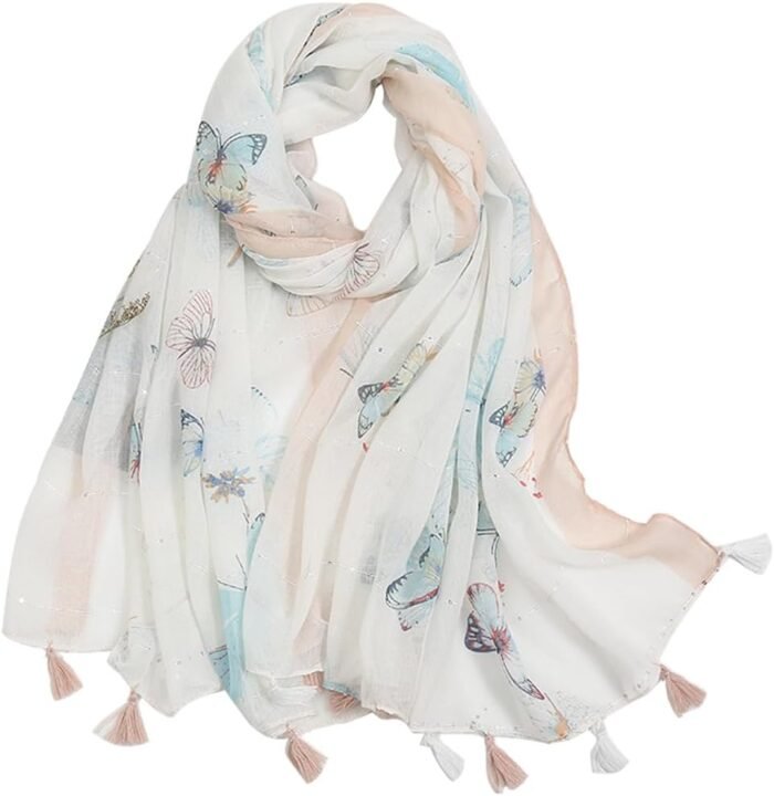 Boho Floral Lightweight Fringed Scarf - Image 30