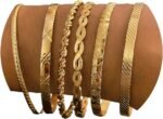Gold Bangle Bracelets For Women, 14k Gold Plated Multi Layer Stackable Cuff Bracelet Set - Image 18