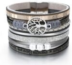 Boho Leopard Crystal Leather Wrap Bracelet – Multi-Layer Cuff - Image 24