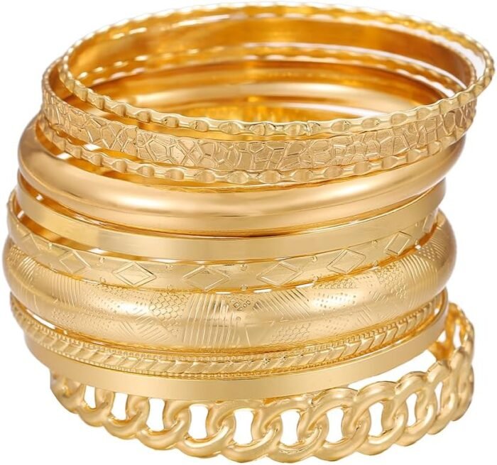 16Pcs Gold Bangle Bracelets for Women - Multi Layer Stackable Textured Bracelets Boho Jewelrys Set - Image 37