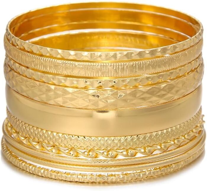16Pcs Gold Bangle Bracelets for Women - Multi Layer Stackable Textured Bracelets Boho Jewelrys Set - Image 34