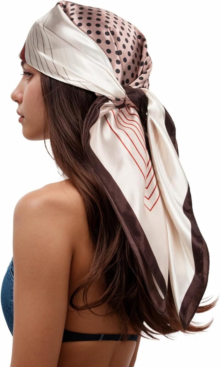Silk-Feel Printed Head Scarf – 35" Square Bandana - Image 51