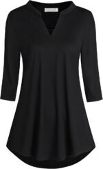Boho Floral 3/4 Sleeve Notch V-Neck Top - Image 12