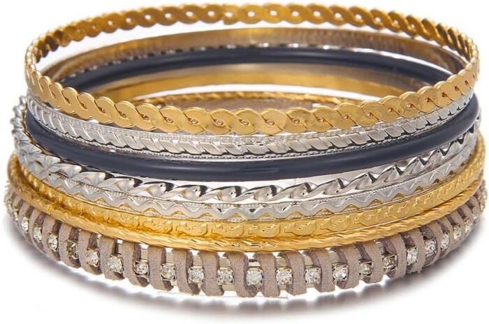 16Pcs Gold Bangle Bracelets for Women - Multi Layer Stackable Textured Bracelets Boho Jewelrys Set - Image 15