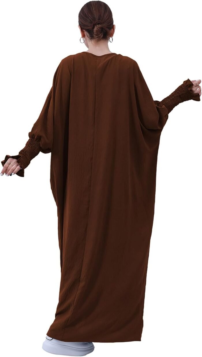 Solid Khimar Abaya — Long-Sleeve Maxi Dress - Image 3
