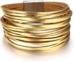Boho Leopard Crystal Leather Wrap Bracelet – Multi-Layer Cuff - Image 7