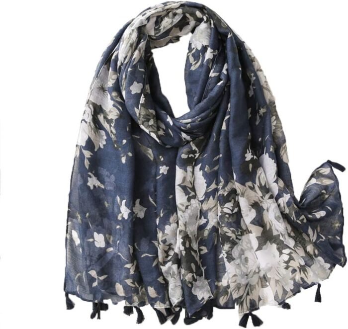 Boho Floral Lightweight Fringed Scarf - Image 13