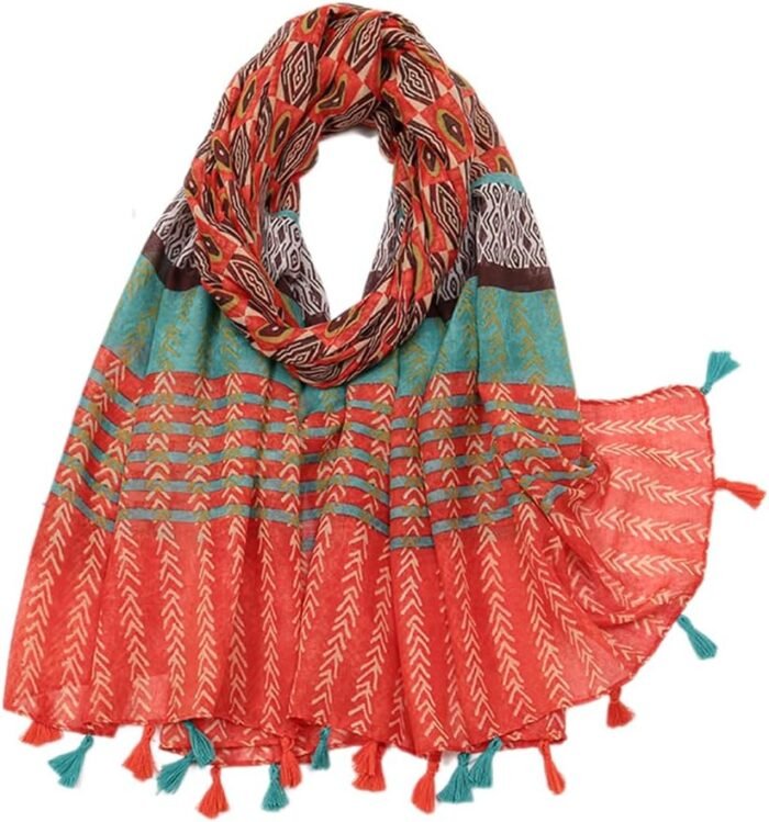 Boho Floral Lightweight Fringed Scarf - Image 18