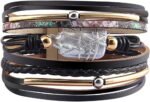 Boho Leopard Crystal Leather Wrap Bracelet – Multi-Layer Cuff - Image 21