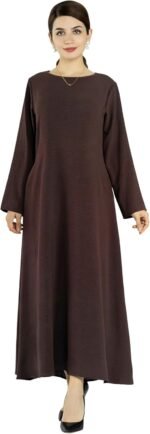 Modest Muslim Abaya Dress – Solid Long Sleeve - Image 3