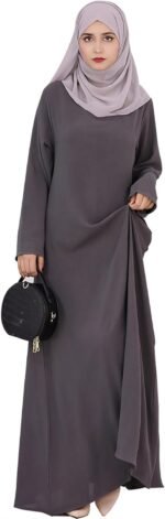 Modest Muslim Abaya Dress – Solid Long Sleeve - Image 12