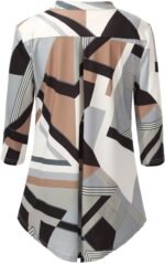 Boho Floral 3/4 Sleeve Notch V-Neck Top - Image 3