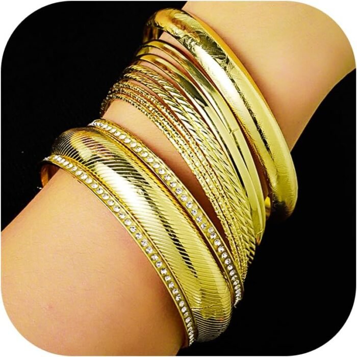 16Pcs Gold Bangle Bracelets for Women - Multi Layer Stackable Textured Bracelets Boho Jewelrys Set - Image 43
