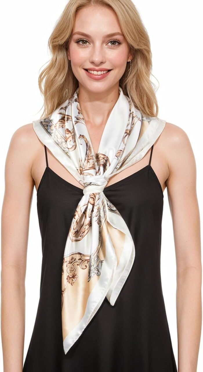 Silk-Feel Printed Head Scarf – 35" Square Bandana - Image 3