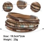 Boho Leopard Crystal Leather Wrap Bracelet – Multi-Layer Cuff - Image 6