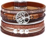 Boho Leopard Crystal Leather Wrap Bracelet – Multi-Layer Cuff - Image 26