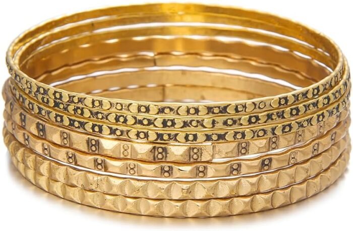 16Pcs Gold Bangle Bracelets for Women - Multi Layer Stackable Textured Bracelets Boho Jewelrys Set - Image 17
