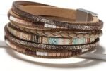 Boho Leopard Crystal Leather Wrap Bracelet – Multi-Layer Cuff - Image 4