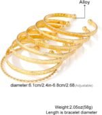 Gold Bangle Bracelets For Women, 14k Gold Plated Multi Layer Stackable Cuff Bracelet Set - Image 8