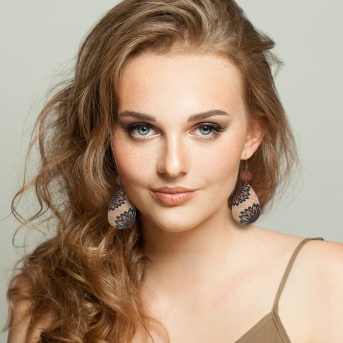 Boho Vintage Dangle Earrings Set – Sunflower & Geo 10-Pairs - Image 4