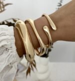 Chunky 14K Gold-Plated Stackable Bangles Set - Image 7
