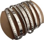 Gold Bangle Bracelets For Women, 14k Gold Plated Multi Layer Stackable Cuff Bracelet Set - Image 15