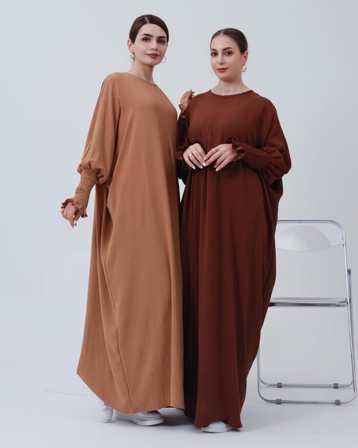 Solid Khimar Abaya — Long-Sleeve Maxi Dress - Image 5