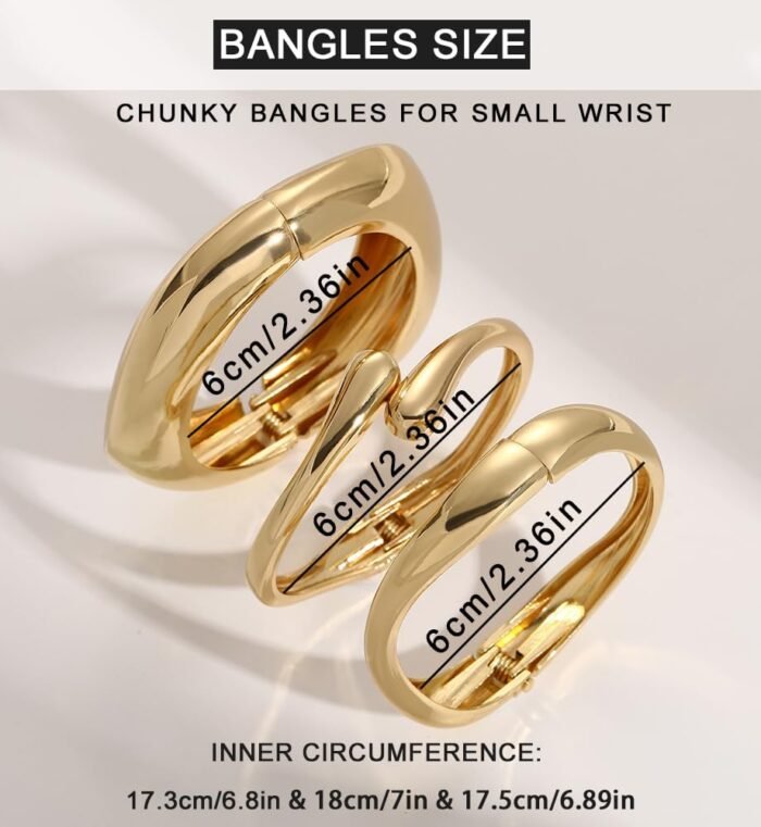 Chunky 14K Gold-Plated Stackable Bangles Set - Image 10