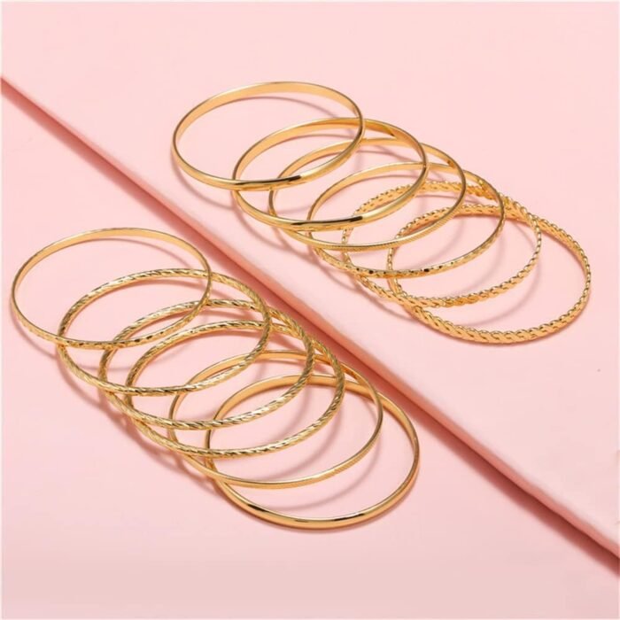 16Pcs Gold Bangle Bracelets for Women - Multi Layer Stackable Textured Bracelets Boho Jewelrys Set - Image 6