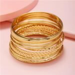 16Pcs Gold Bangle Bracelets for Women - Multi Layer Stackable Textured Bracelets Boho Jewelrys Set - Image 5