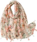Boho Floral Lightweight Fringed Scarf - Image 33
