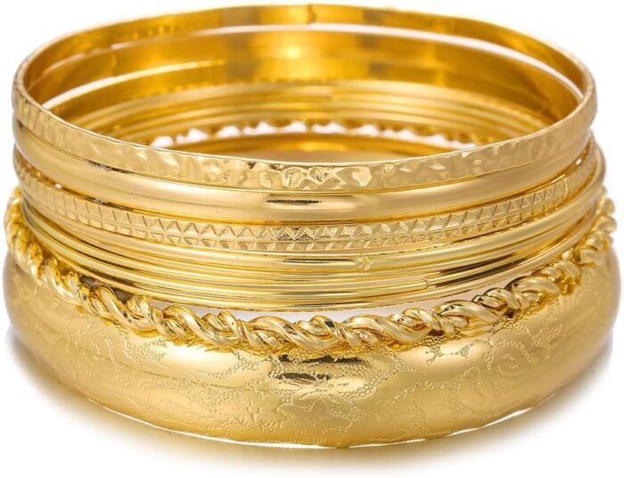 16Pcs Gold Bangle Bracelets for Women - Multi Layer Stackable Textured Bracelets Boho Jewelrys Set - Image 44