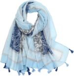 Boho Floral Lightweight Fringed Scarf - Image 15