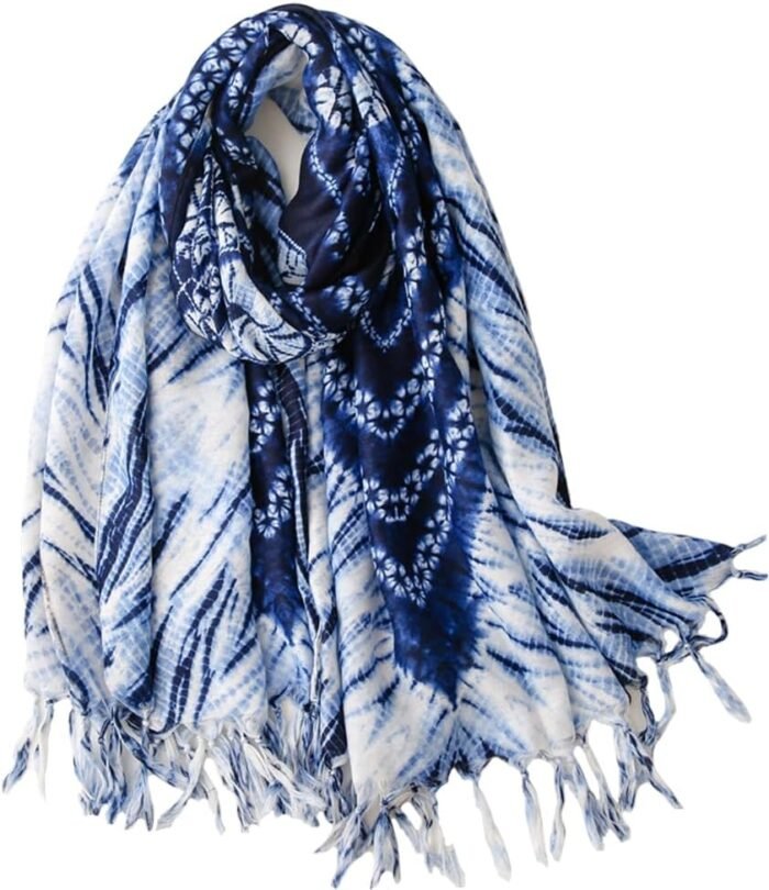 Boho Floral Lightweight Fringed Scarf - Image 37