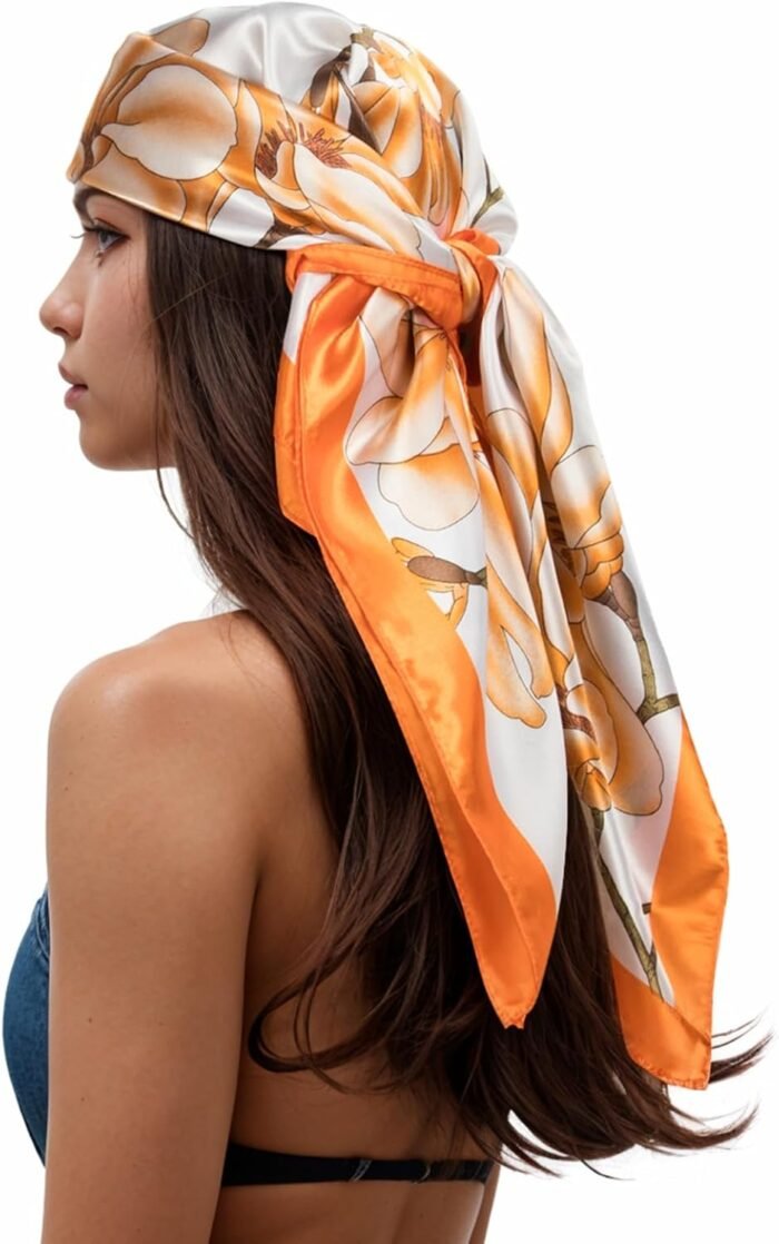 Silk-Feel Printed Head Scarf – 35" Square Bandana - Image 31