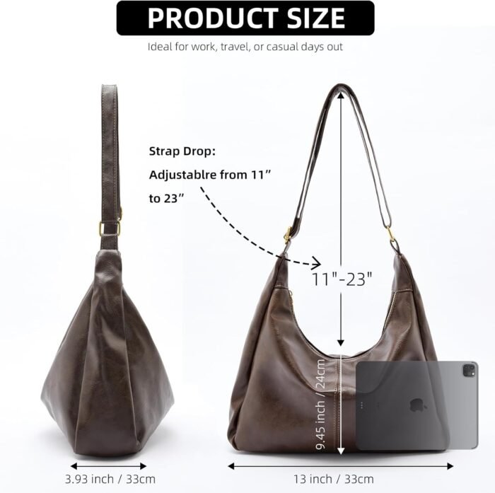 Boho Vegan Leather Slouchy Tote – Ultra-Soft & Foldable - Image 2