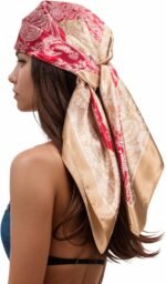 Silk-Feel Printed Head Scarf – 35" Square Bandana - Image 55