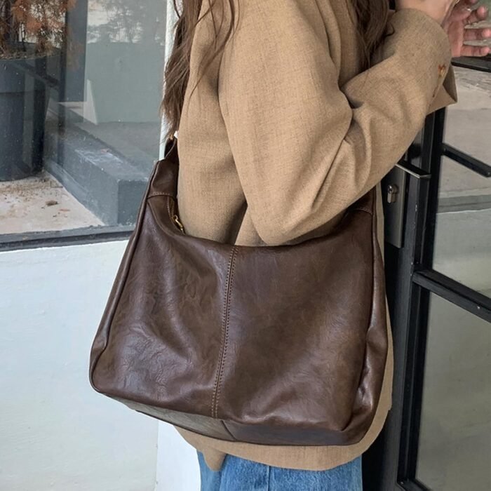 Boho Vegan Leather Slouchy Tote – Ultra-Soft & Foldable - Image 6